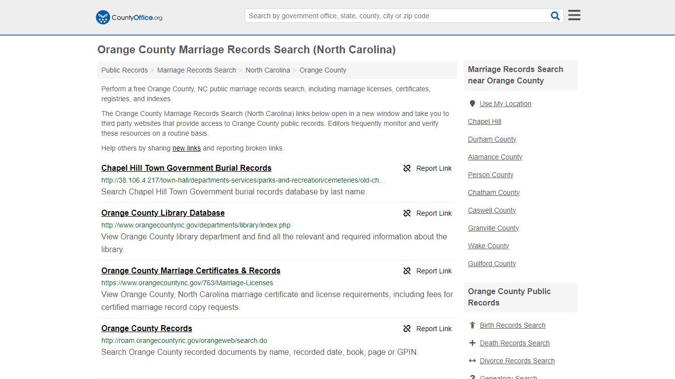 Orange County Marriage Records Search (North Carolina)